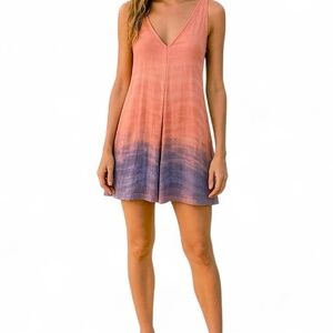 Silk Mini Dress Sheath Ombre Tie Dye Resort wear Michelle Jonas, Size XS, SP